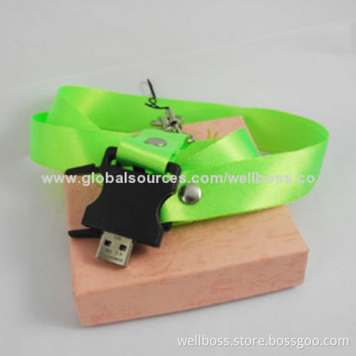 Colorful Lanyard USB Flash Drive, Customized Logos, 1-32GB, Factory Price